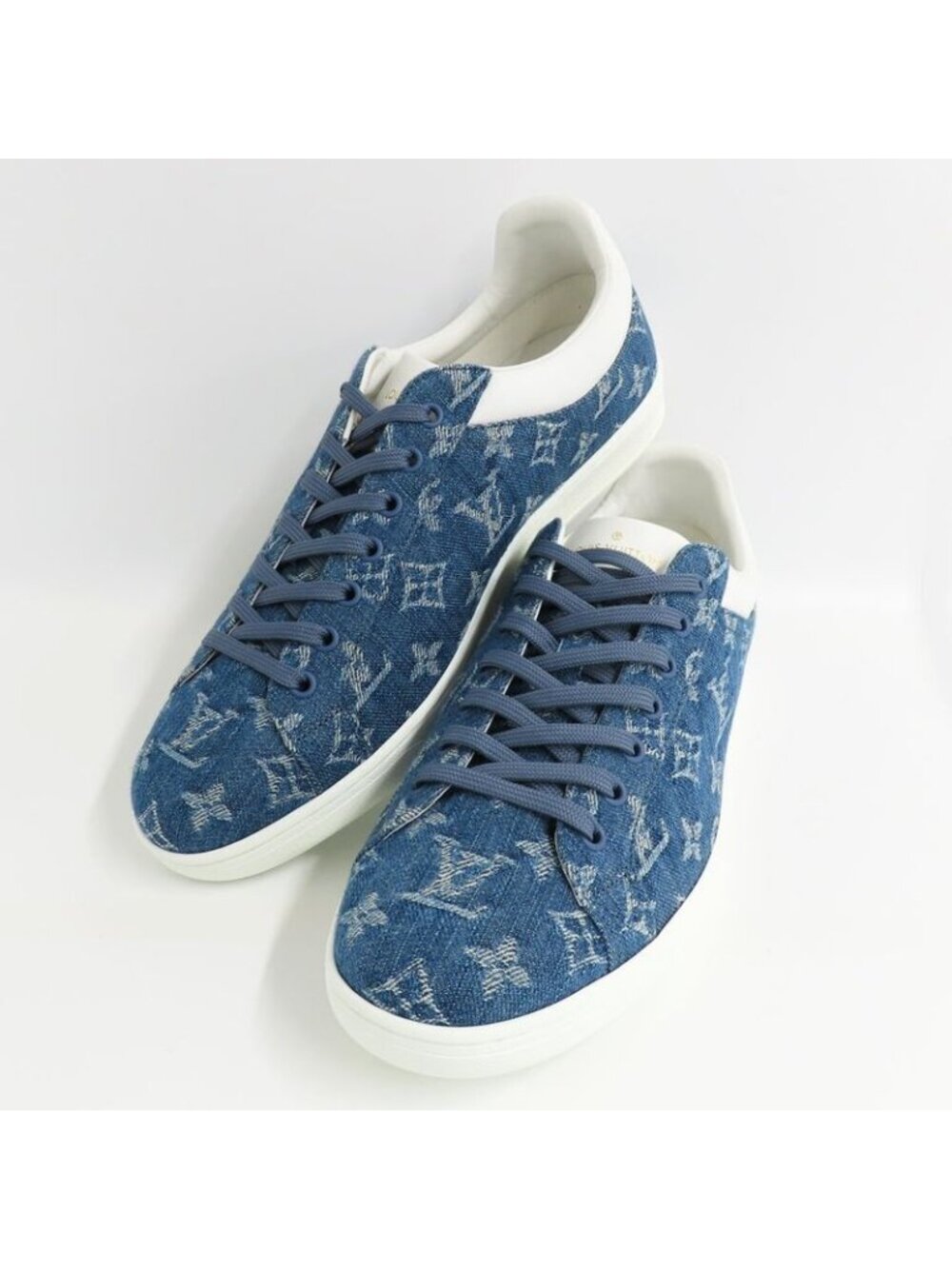 Louis Vuitton Luxembourg Line Sneakers Monogram Denim 8 Blue White - Picture 2 of 10